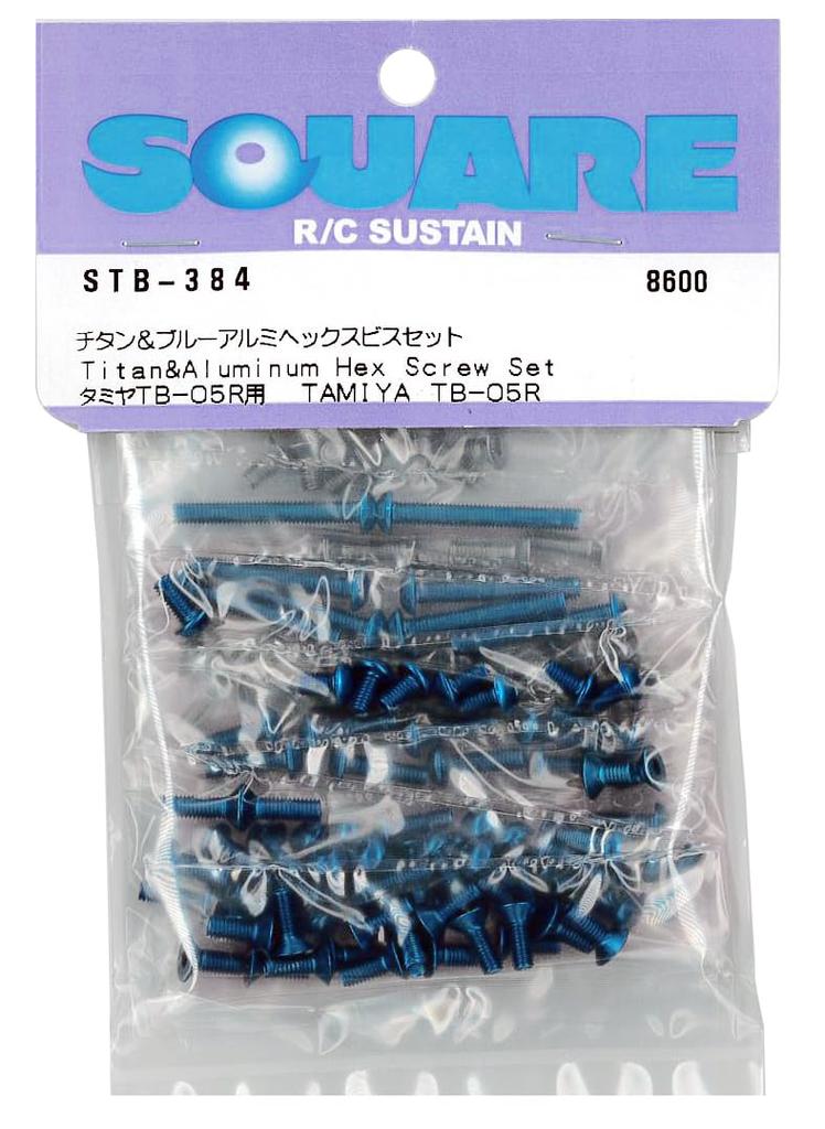 SQUARE Titanium Blue Aluminum Hex Screw Set Tamiya & (for TB-05R) STB-384
