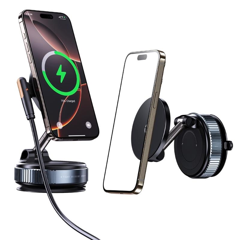 Vehicle Phone Mount Bracket Holder Vacuum Suction with Vacuum Attachment 360 Degree Rotation for Safe Driving Experience