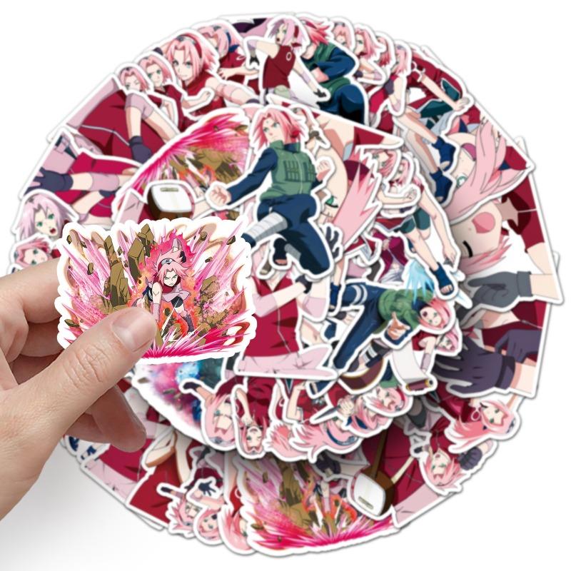 Haruno Sakura Stickers Naruto 50 Pcs Anime Waterproof Decoration Luggage Laptop Notebook Phone Case Stickers Decorations