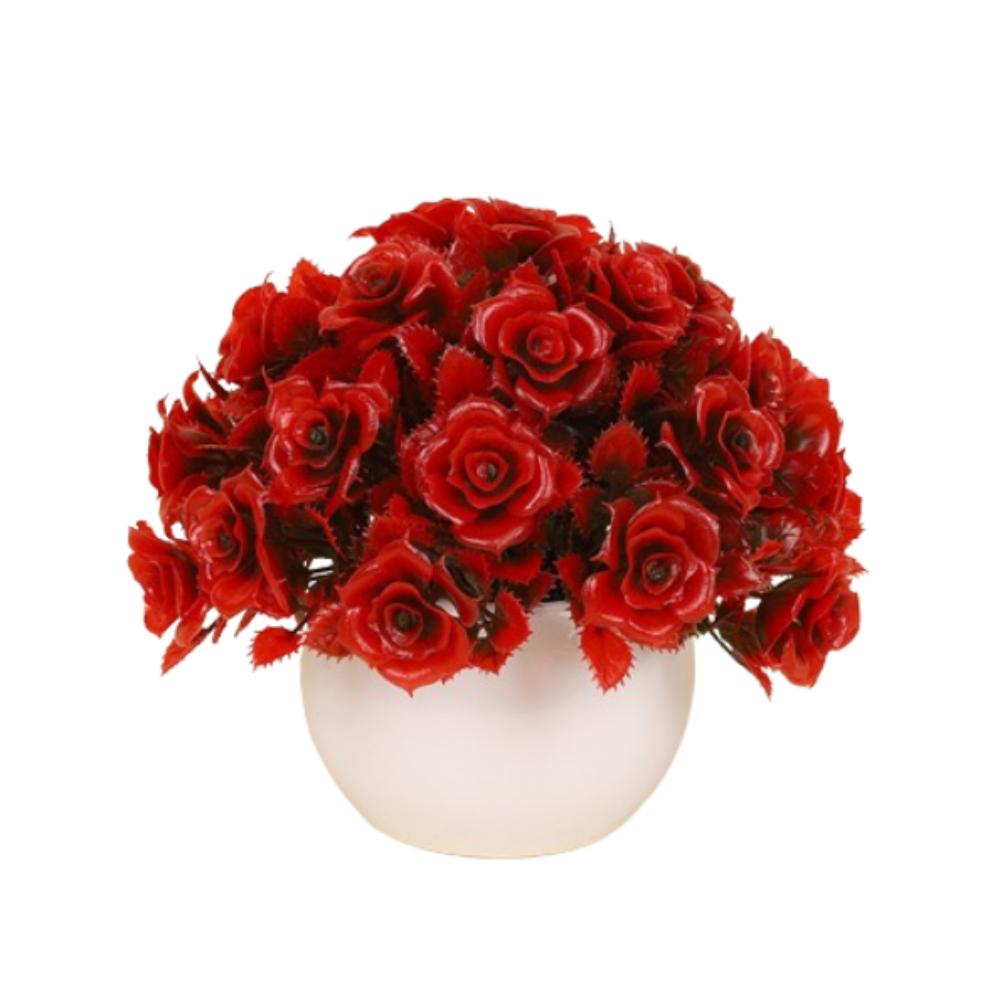 

Plastic Roses Flower Potted Realistic Small Fruit Tree Potted For Home Room Garden Hotel Style 1