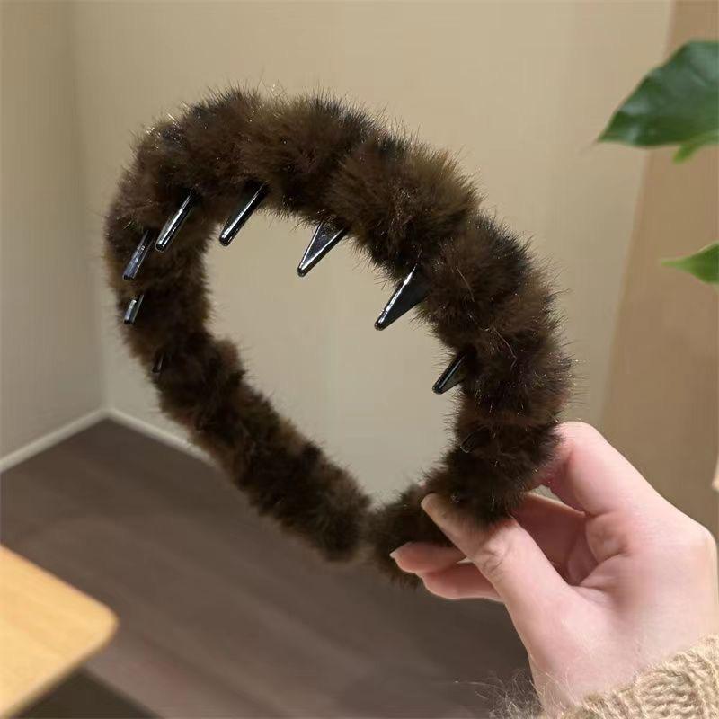 Sweet and Cool Leopard Print Spiked Wavy Hairband for Fluffy Face Wash and Hair Compression, Anti-slip Headband