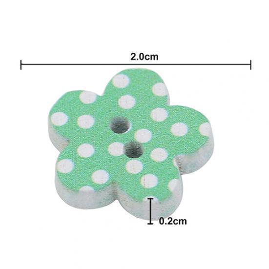 100 st Härliga Träknappar DIY Sömnad Scrapbooking Blomma Prickar Blandade 20 X 2mm