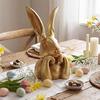 Osterhase Figur Vintage Gold Harz Hase Statue Frühlingshase Tischmittelstück für Zuhause Innen Dekoration