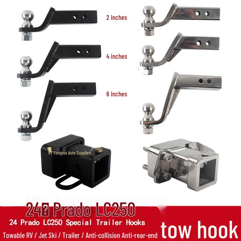 2024 Toyota Prado LC250 Trailer Hitch: Modified Tow Hook Rear Bumper with Square Hole