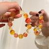 Handmade Natural Yellow Druzy Quartz Fluorite Red Crystal Bracelet Women Original Design High Aesthetic Appeal