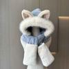 Winter New Fox Ears Women's Hat Scarf Gloves Integrated Three-piece Scarf Cute Plush Warm Windproof