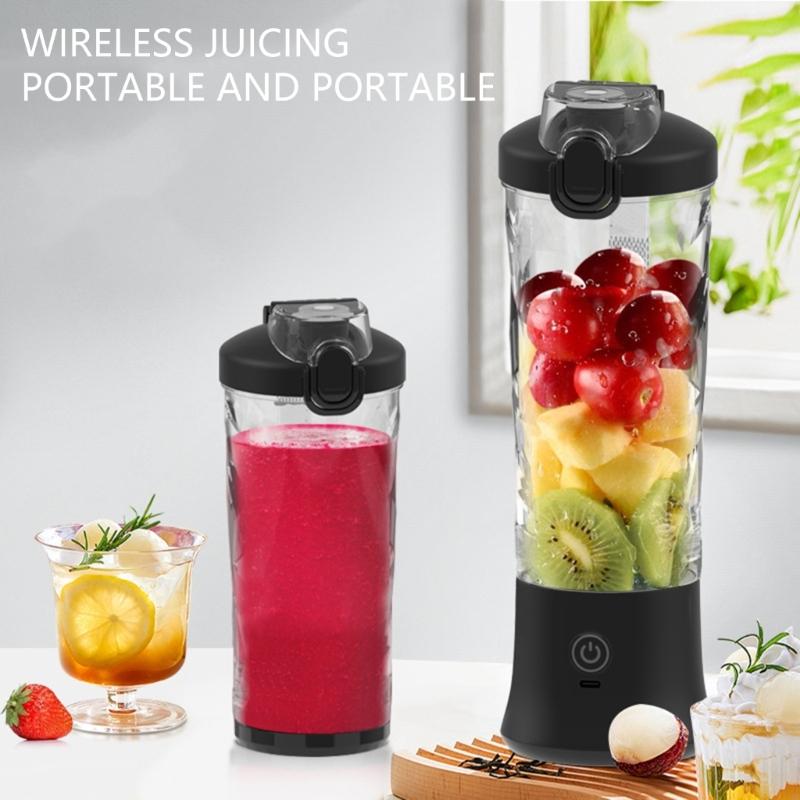 600ml Smoothie Blender Portable USB Rechargeable Juicer with High Speed Motor Mixing Cup for Protein Shakes and Juices