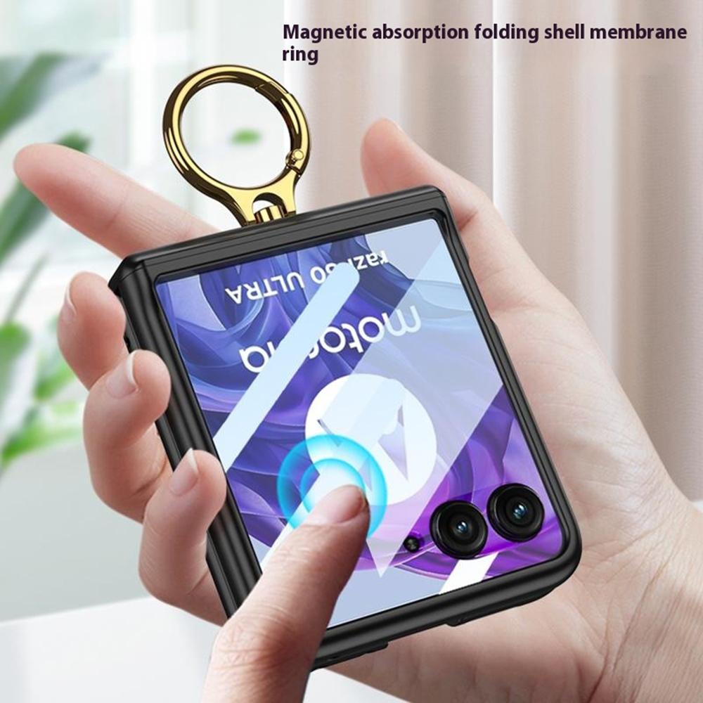 GKK For Motorola Razr 50 Ultra 5G Hard PC Kickstand Phone Case Magnetic Hinge Protection Cover with Small Screen Film