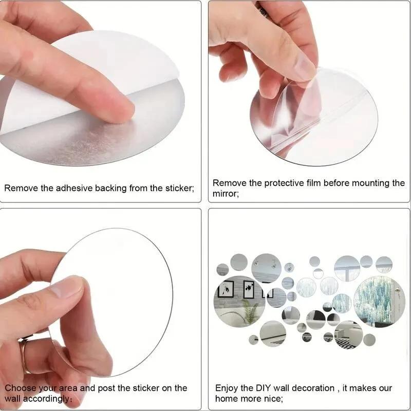 26/32 stk 3D Akryl speil veggklistremerke, rundt speil, DIY soverom, bad og TV Bakgrunn Rom klistremerke Veggdekorasjon
