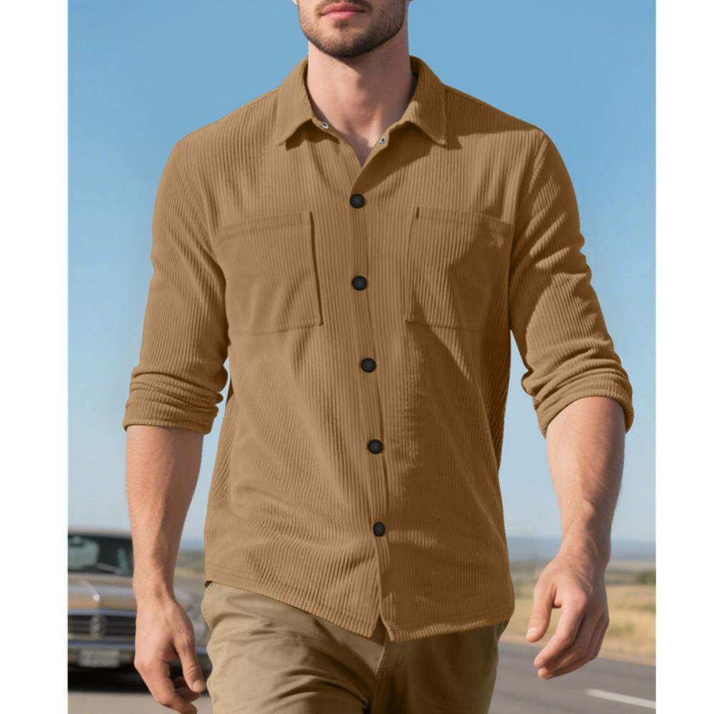 New Spring Autumn Men's Corduroy Shirt Europe Vintage Style Casual Versatile Long Sleeve Workwear Jacket for Men