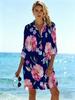Women's Plus Size New Long Sleeve Printed Shirt Loose Fit Button Collar Beach Printed Shirt, Casual Plus Size Shirt