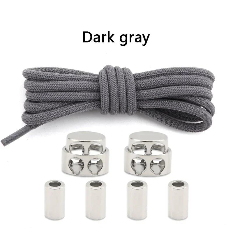1Pair Lock Shoe laces Without ties Metal Buckle Laces Round Elastic Laces Sneakers Kids Adult No Tie Shoelaces Shoes Accessories