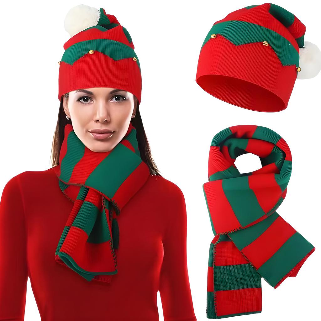 Christmas Theme Santa Hat Scarf Gloves for Holiday Celebrations Festival Knitwear for Adult All Age Warm Christmas Gifts
