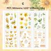 6Sheets PET Butterfly Plant Sticker DIY Scrapbooking Collage Supplies Creative Decor Stationery Junk Journal Aesthetics Stickers