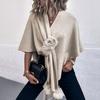 Fuzzy Ball Poncho Sweater Women's Autumn Winter New European and American Cross-Border Ladies Knit Open Shawl