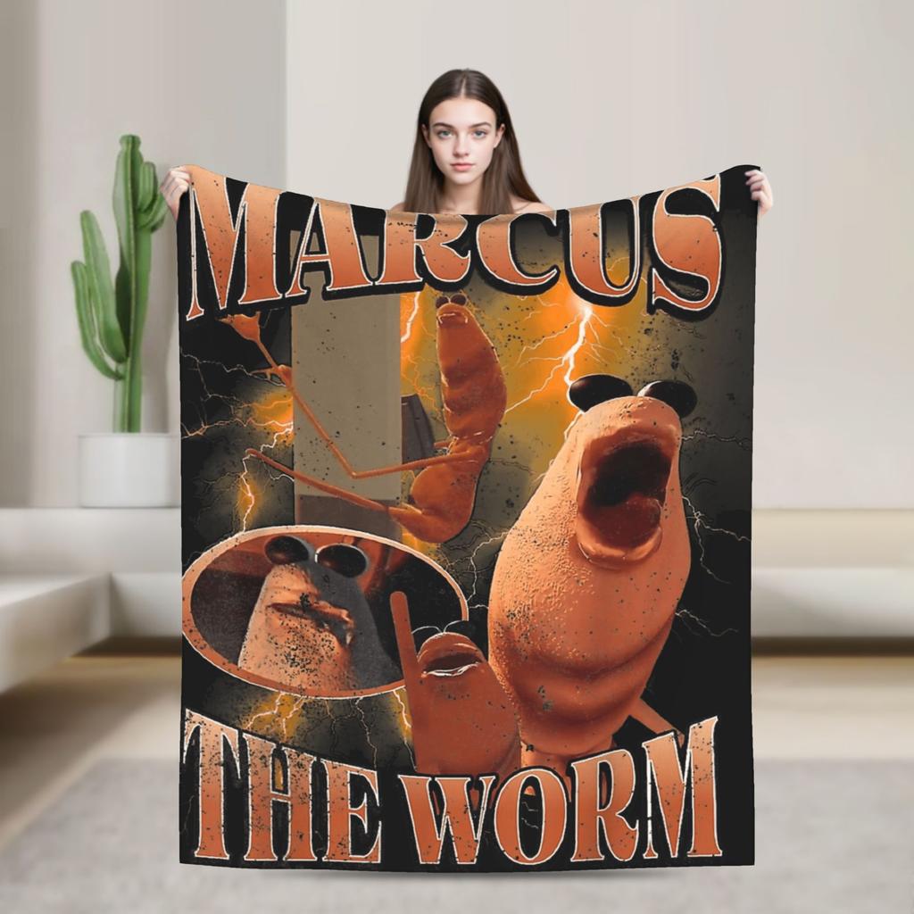 Marcus the Worm Funny Meme Plush Blanket Girls Boys Flannel Throw Blanket For Living Room Warm Soft Quality Bedspread