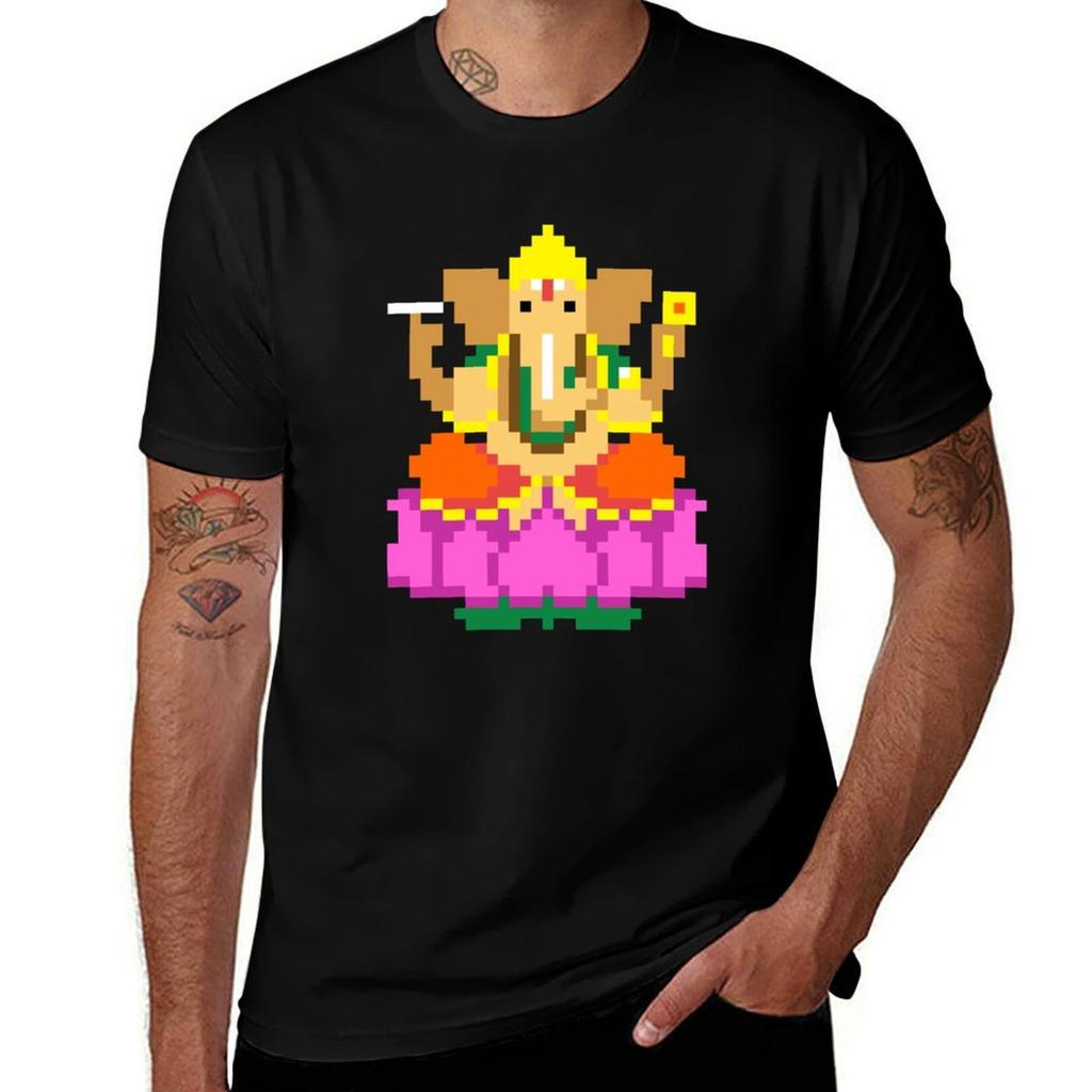 Ganesha Pixel Art TShirt Quick Dry Sports Short Sleeve Tee