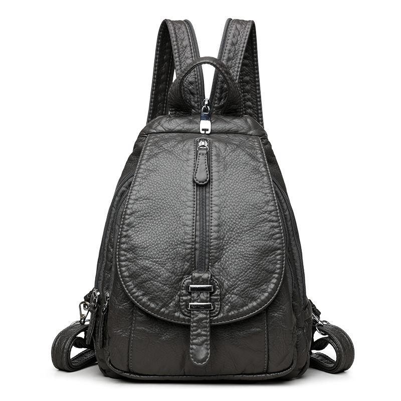 Backpack Casual soft leather schoolbag Travel small backpack