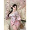 Domila Seductive Lingerie Sexy Deep V Flower Fox Dream Two-dimensional Open Placket Japanese Kimono Uniform Set