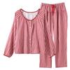 Autumn pure cotton pajamas women's red plaid Korean version loose loungewear long-sleeved trousers casual outerwear suit