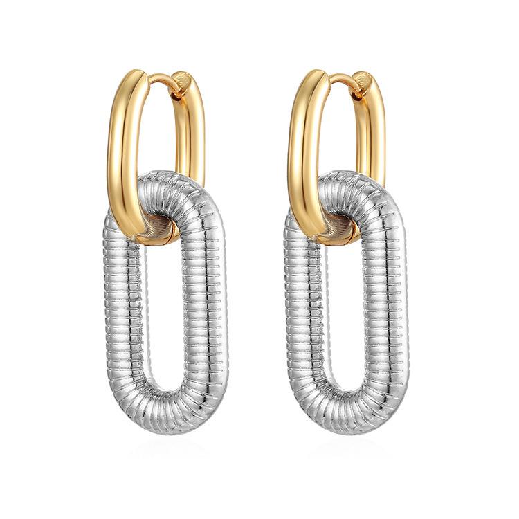 European and American Fashion Long Pendant Ear Buckle Niche Design Fashion Trend High Sense Personality 18K Gold Earrings