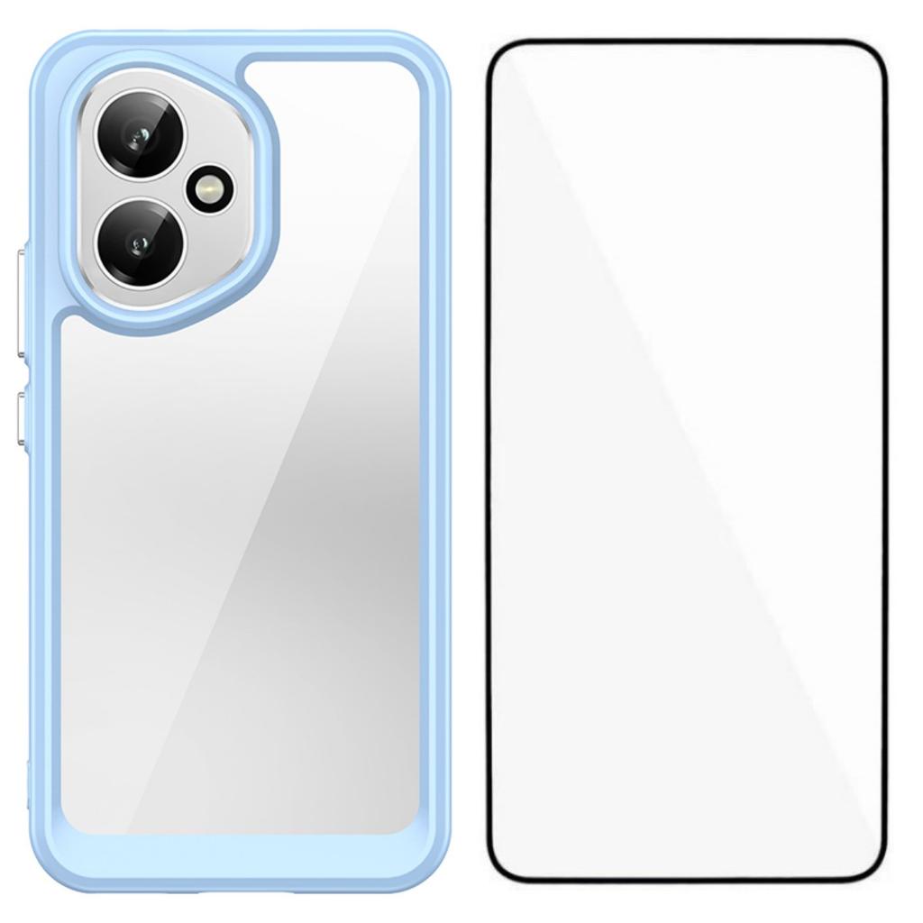 For Honor 400 5G (Global) Phone Case WANLONFENG XC Series TPU Acrylic Cover with Tempered Glass (Big Lens Hole)
