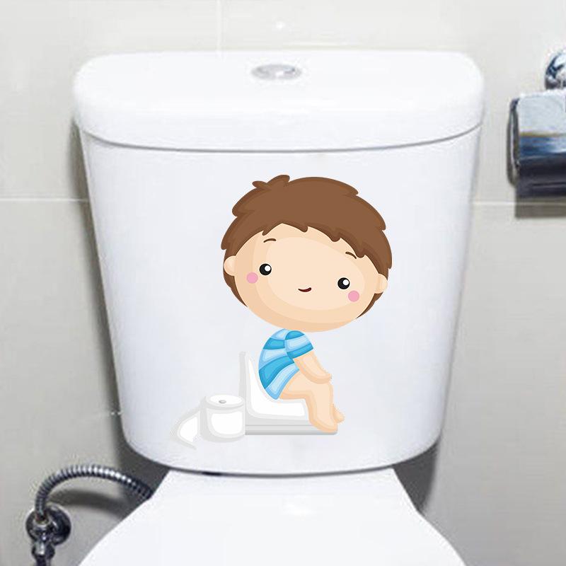 Cartoon Potty Training Boy Toilet Seat Sticker for Kindergarten Kids Room Removable Self-Adhesive Decal