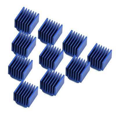 10 stuks Aluminium Stappenmotordriver Koellichaam Koelvin met Achterlijm voor 3D-printer Blauw