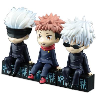 11CM 3 Stück Anime Jujutsu Kaisen Figur Itadori Yuji Satoru Gojo Sitzendes Modell Spielzeugpuppe Geschenk Sammlung Actionfigur PVC