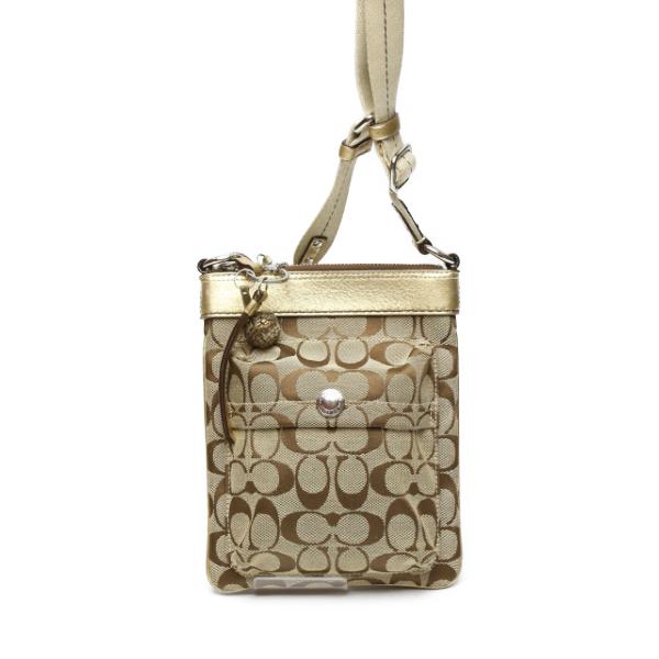 COACH Signature Diagonal Shoulder Bag leather Brown x Gold Women 7082 Used