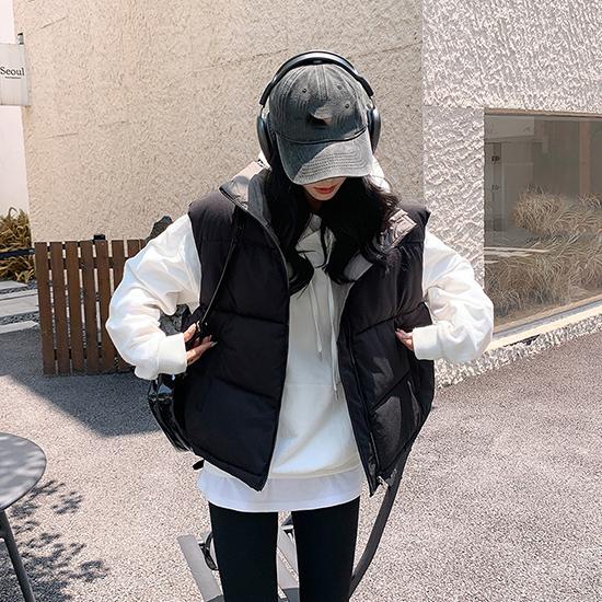 Autumn and Winter Down Cotton Vest Women's Korean Version Loose Shoulder Cotton Vest Jacket