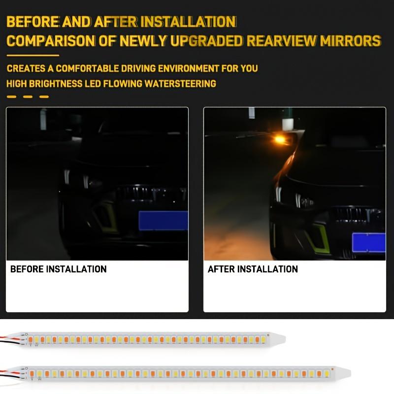 2pcs 12V LED Car Rearview Mirror Indicator Lamp Auto Headlight Strip Turn Signal Flowing Light Daylights for Car Lighting