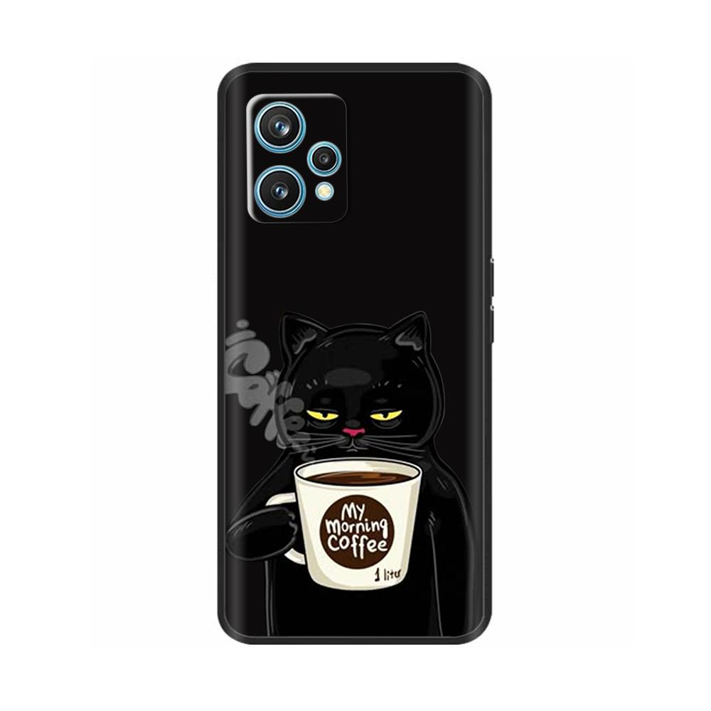 Para Realme 9 Pro Plus Funda Divertida de Silicona Suave Cubierta de Teléfono Para Realme 9 4G Funda Negra Carcasas con Parachoques Resistentes a Golpes Para Realme 9 Pro+