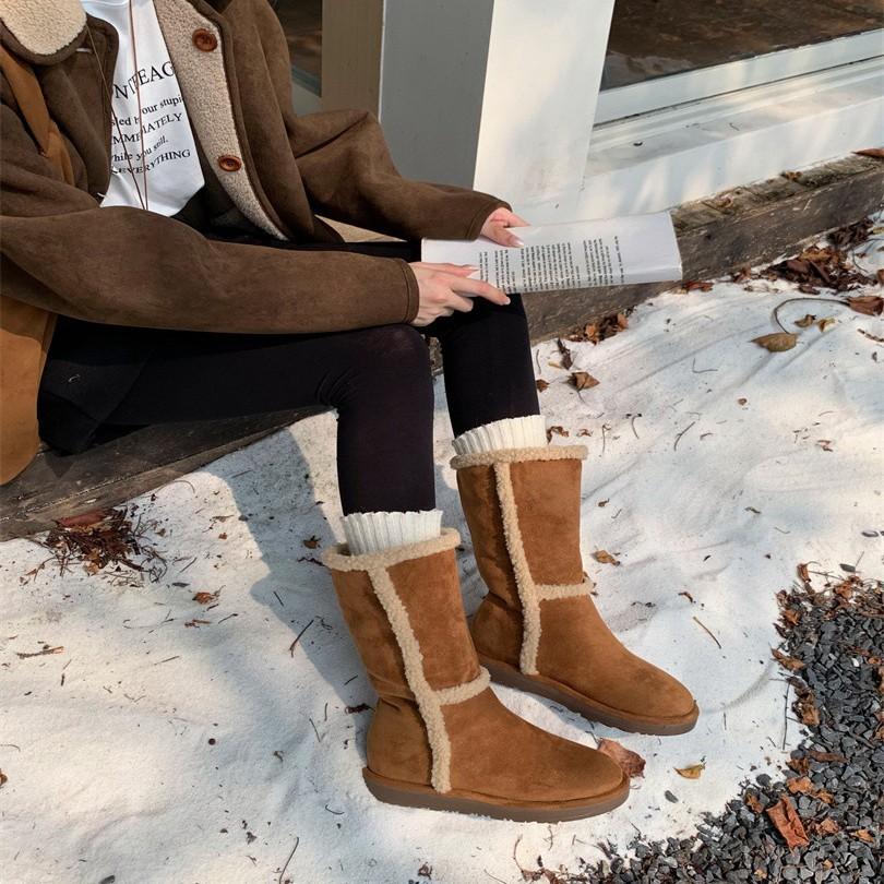 2025 autumn and winter new women's shoes platform plush Martin boots wool cotton boots fashion cashmere two wear snow boots