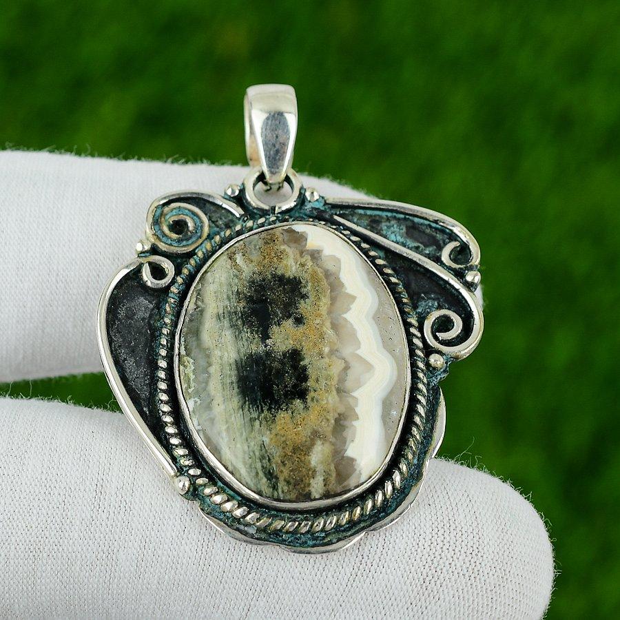 Gift For Her 925 Sterling Silver Natural Ocean Jasper Gemstone Jewelry Pendant