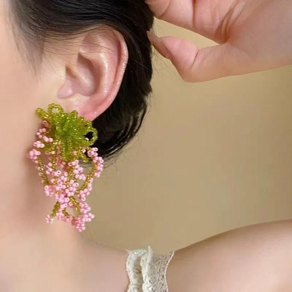 Crystal Flower Dangle Earrings Exaggerated Petals Stud Earrings Beach Earrings Spring Summer
