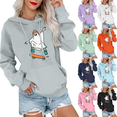 Women's Fashionable, Casual, Comfortable Round-neck, Hooded, Long-sleeved, Halloween-print Warm Sweater