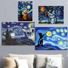 5D Diy Diamond Painting Cross Stitch Embroidery Mosaic Funny Black Cat Flower Van Gogh The Starry Night Full Round Drill Home Decor Wall Art Gift