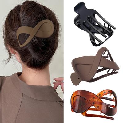 Frosted Leopard Hair Claw Simple Durable Figure-eight Duckbill Hair Clip for Women Bath Ponytail Bun Hairpin