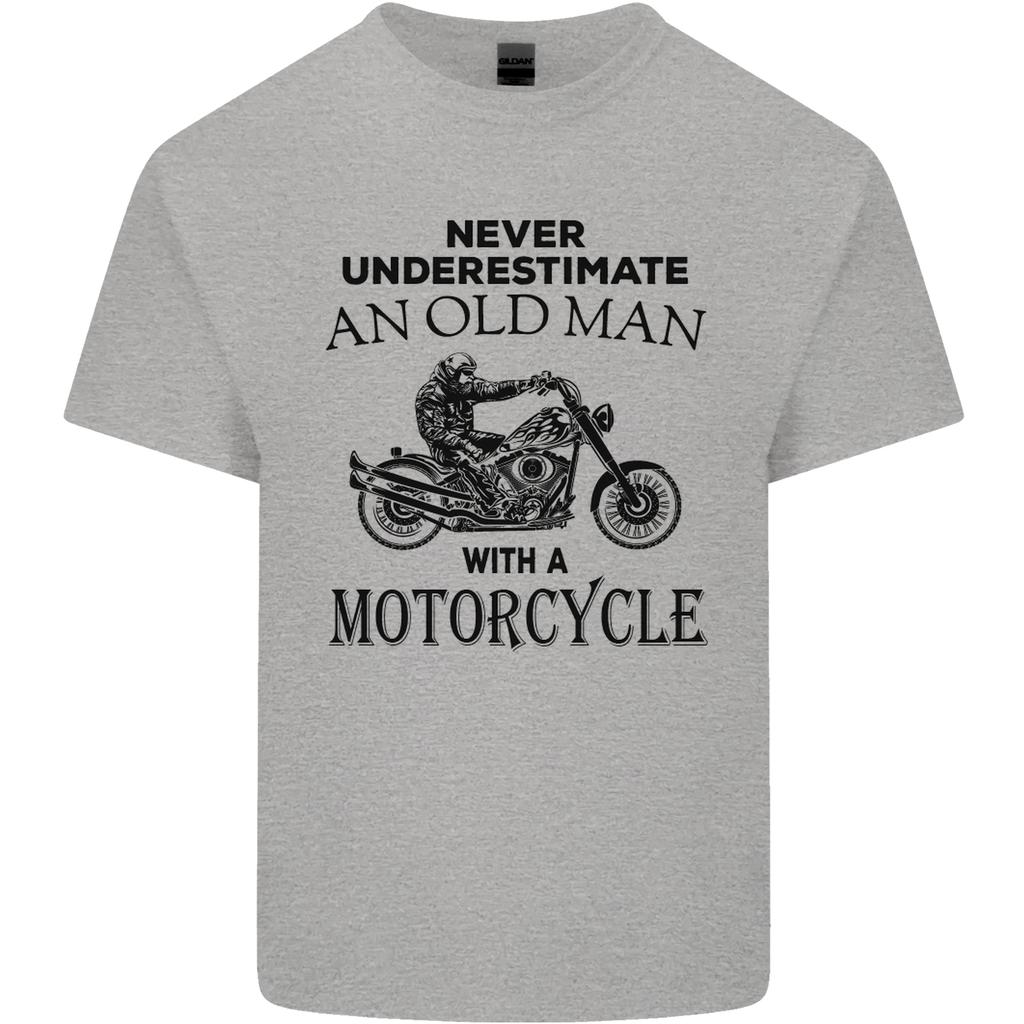 Old Unisex With a Motorcycle Biker Motorcycle Unisexs Light Cotton TShirt