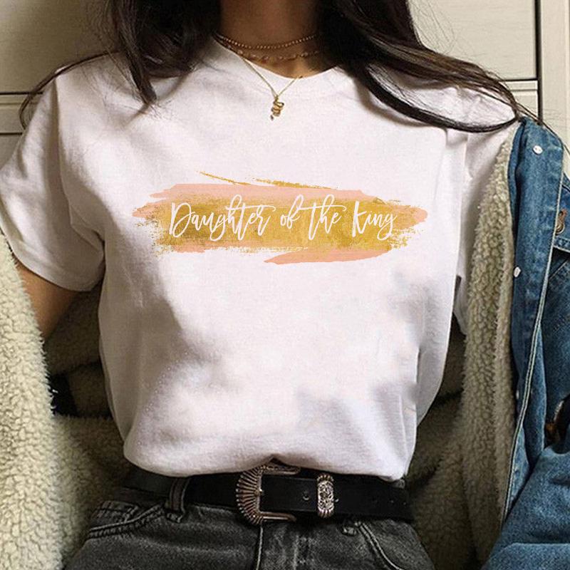 

Women s Tshirts White Tops Daughter Of The King Street Style Vintage Clothes Print Feminine Shirts Summer Fashion T-Shirt XXXL білий