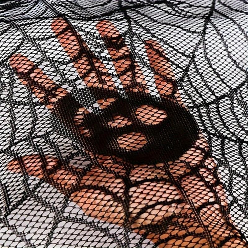 Halloween Decoration Cobweb Table Runner Tablecloth, Mantel Scarf Cover for Halloween Party