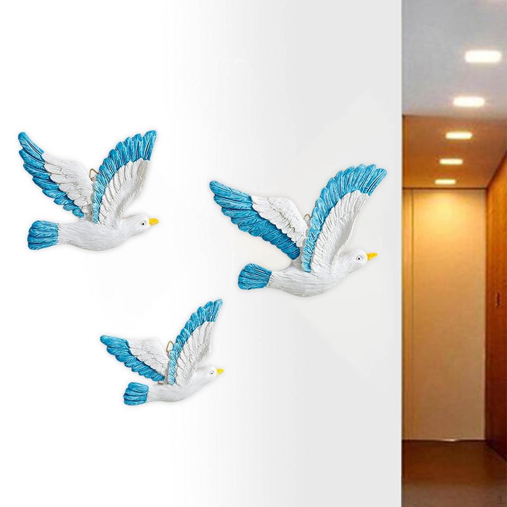 3 Stück Möwe Wanddeko Fliegende Vogel Skulpturen Harz Handgefertigt 3D Dekorationen