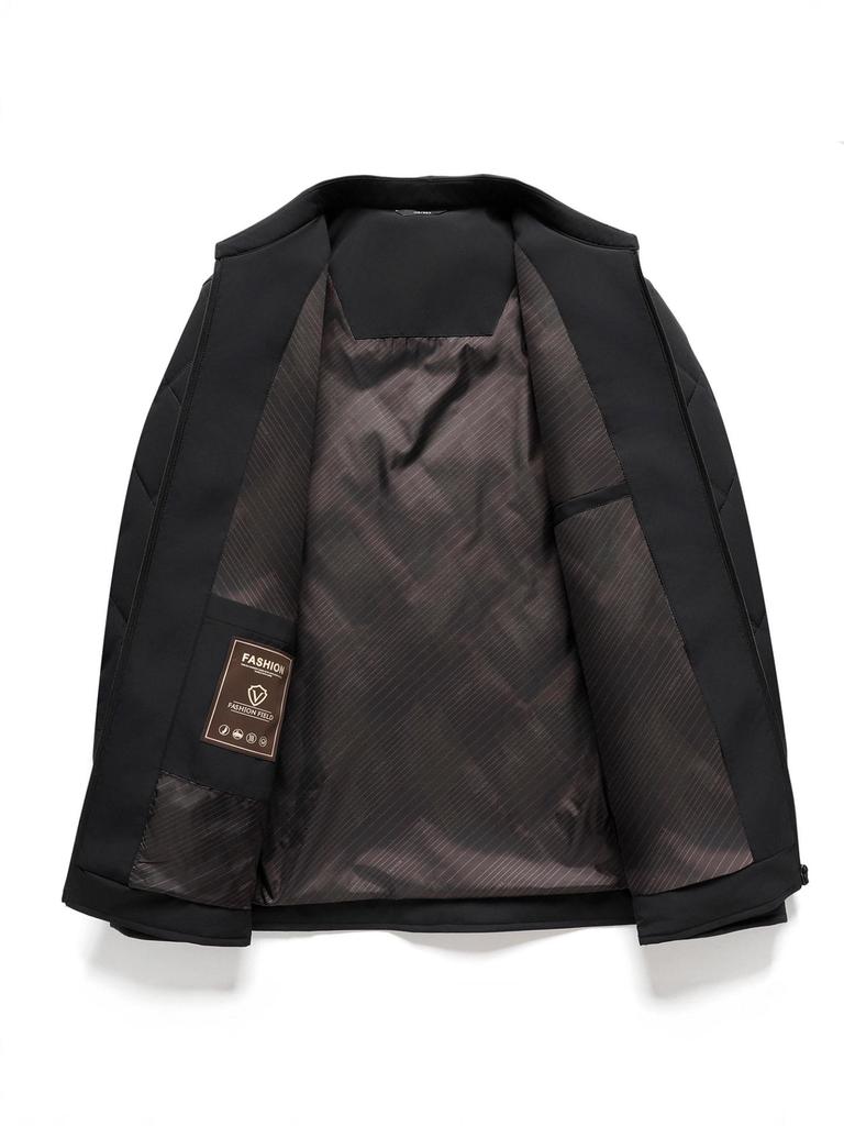 Men's Autumn/Winter Cotton Lapel Jacket - Casual, Warm, Loose Fit for Middle-Aged & Elderly