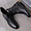 Genuine Leather Men Boots High Quality Cowhide Leather Boots Fashion High Top Motorcycle Boot Men's Business Casual Dress Boots