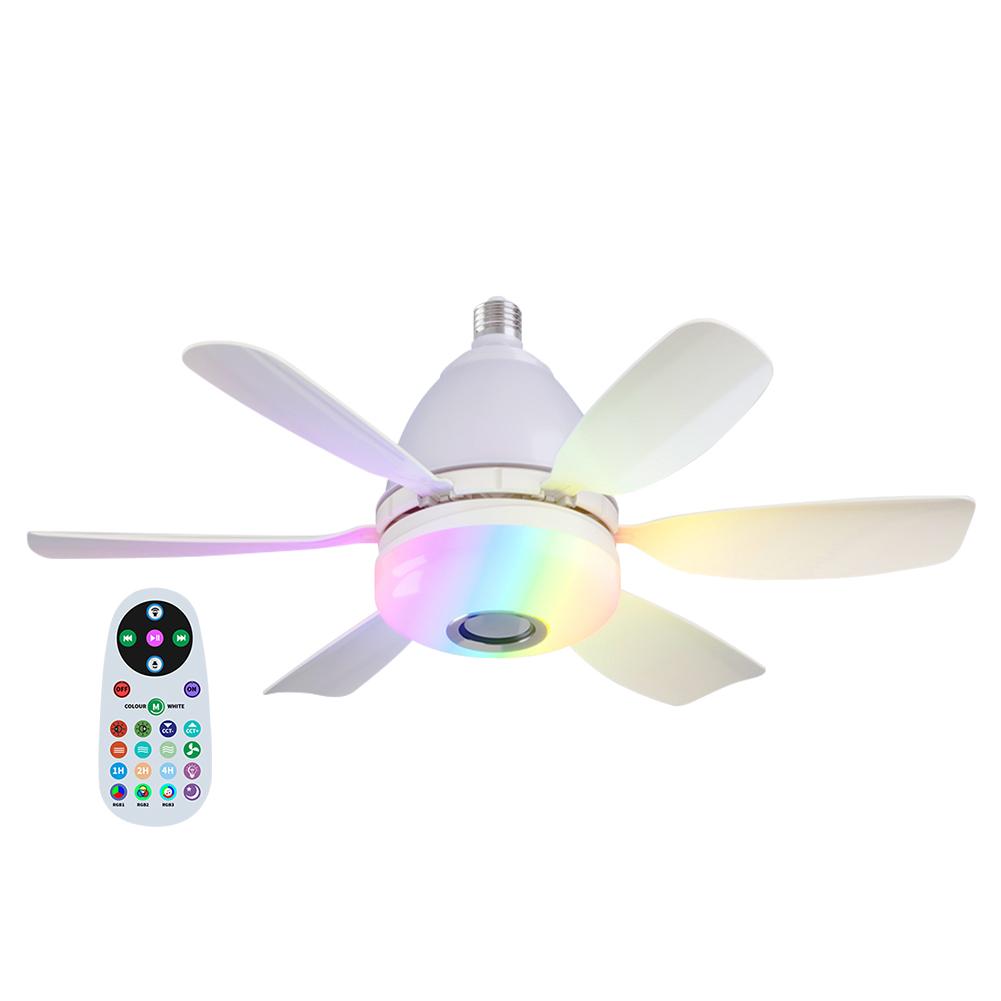 2-in-1 Elektrischer Akku-Ventilator 5 Gänge Bürstenloser Motor Ventilatorlicht mit APP-Fernbedienung Timer-Licht Ventilator für Wohnzimmer Camping