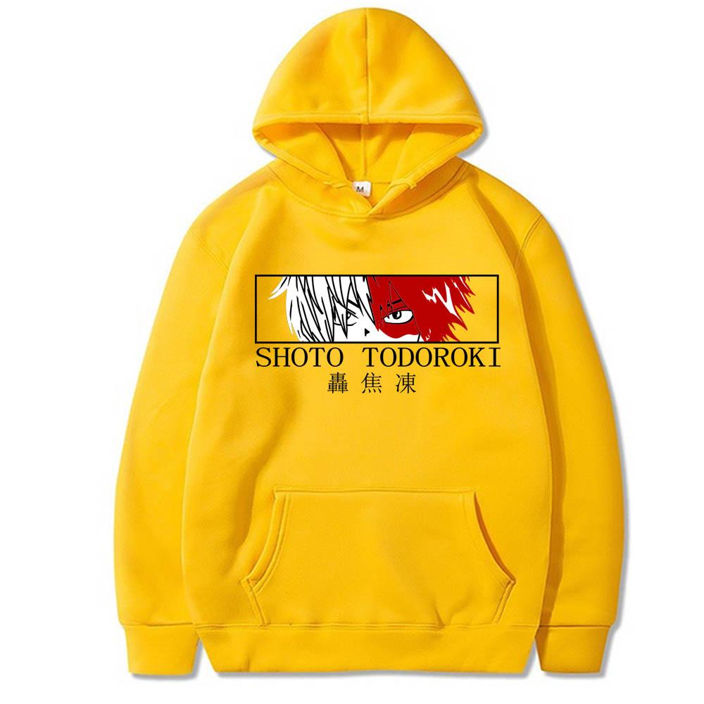 

Харадзюку Аниме Моя Геройская Академия Тодороки Шото Принт Худи Мужские Женские Повседневные Толстовки Оверсайз Свитшот Удобная Уличная Одежда 4XL жёлтый