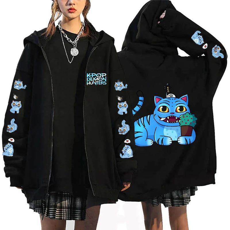 Móda Dámské Oblečení Nové KPop Lovci Démonů Mikiny Černá Zimní Dámské Mikiny Halloween Kreslený Potisk Oblečení