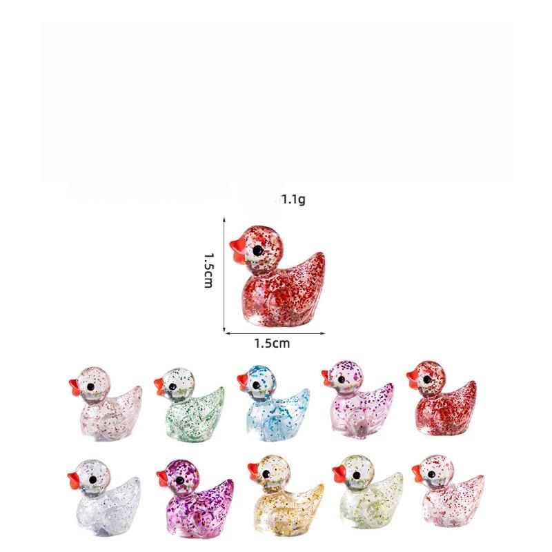 5Pcs Luminous Resin Duck Set Glittering Miniature Decor for DIY Fairy Gardens Child Safe Resin Glow in The Dark Stickers
