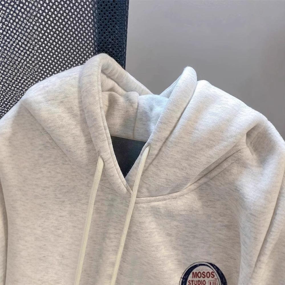 Heavy silver fox velvet thickened sweater jacket female couple ins brand retro Hong Kong style hoodie